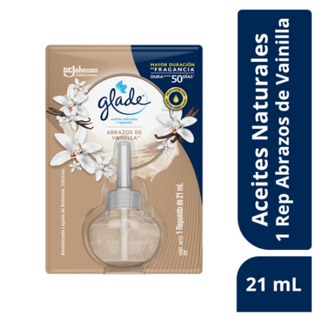 GLADE ACEITE REP X1 ABRAZOS DE VAINILLA 21ML 12