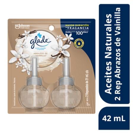 GLADE ACEITE REP X2 ABRAZOS DE VAINILLA 42ML 12