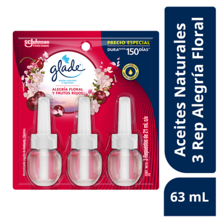 GLADE aceite rep x3 AleFLORAL Y FR rojos 63ml12
