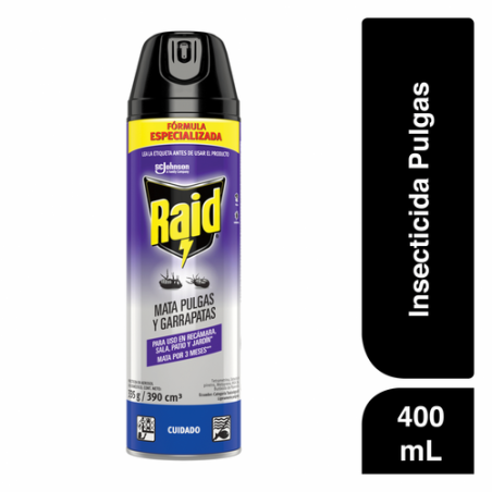 RAID MATA PULGAS Y GARRAPATAS AEROSOL 390CC 12